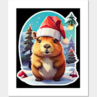 Capybara Christmas, Christmas Animals, Cute Adorable Funny Capybara Posters and Art